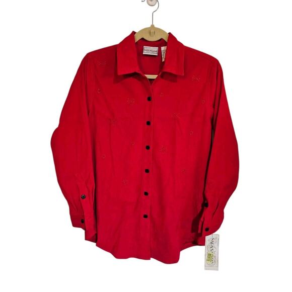 NWT Napa Valley Petites Embroidered Button Up Red Small - Picture 1 of 5